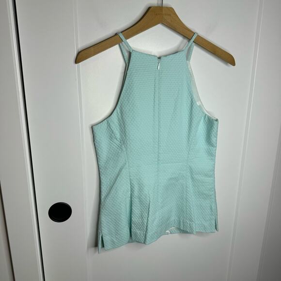 Lilly Pulitzer Annabelle Teal Blue Embroidered Stripe Halter Tank Top Size 2 - Picture 7 of 7